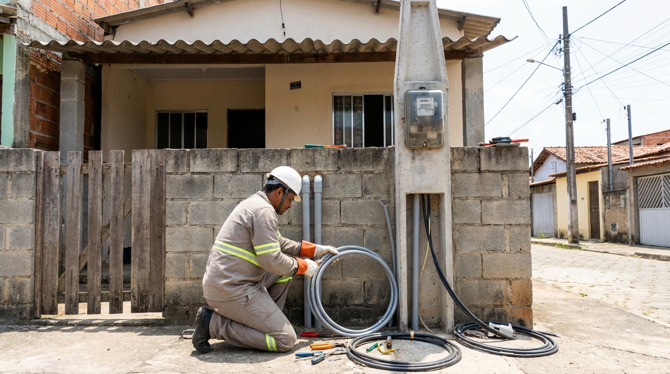 Instalação de Poste Padrão no Resgate, Salvador‑BA